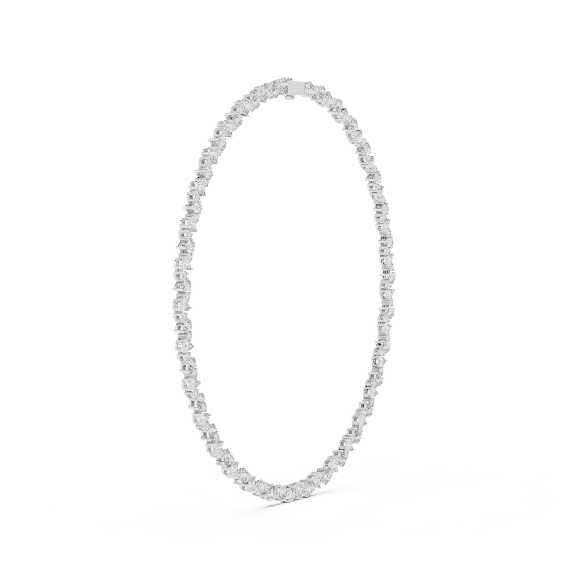 Silver necklace on a white background