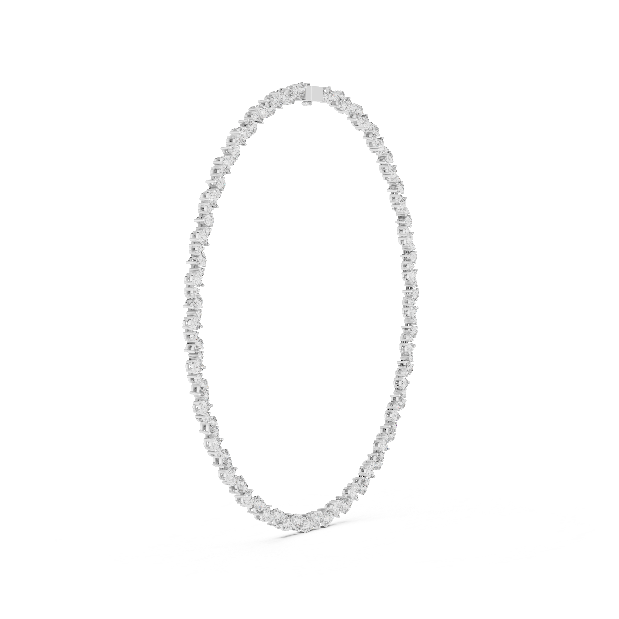 Silver necklace on a white background