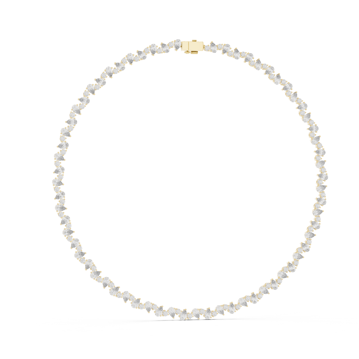 Pearl necklace with a gold clasp on a white background