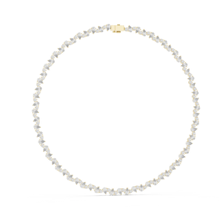 Pearl necklace with a gold clasp on a white background