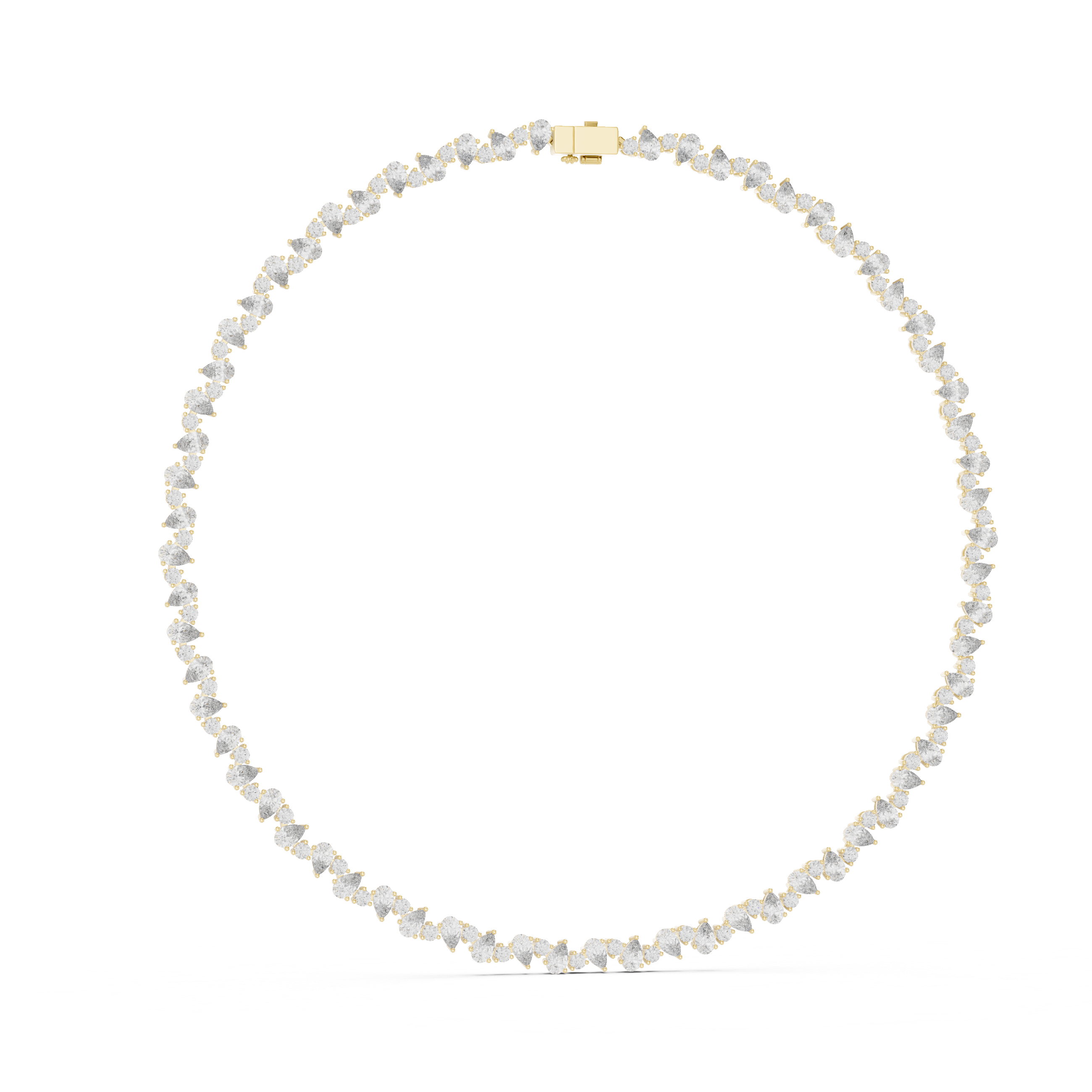 Pearl necklace with a gold clasp on a white background