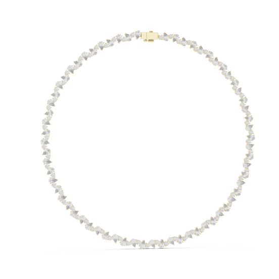 Pearl necklace with a gold clasp on a white background