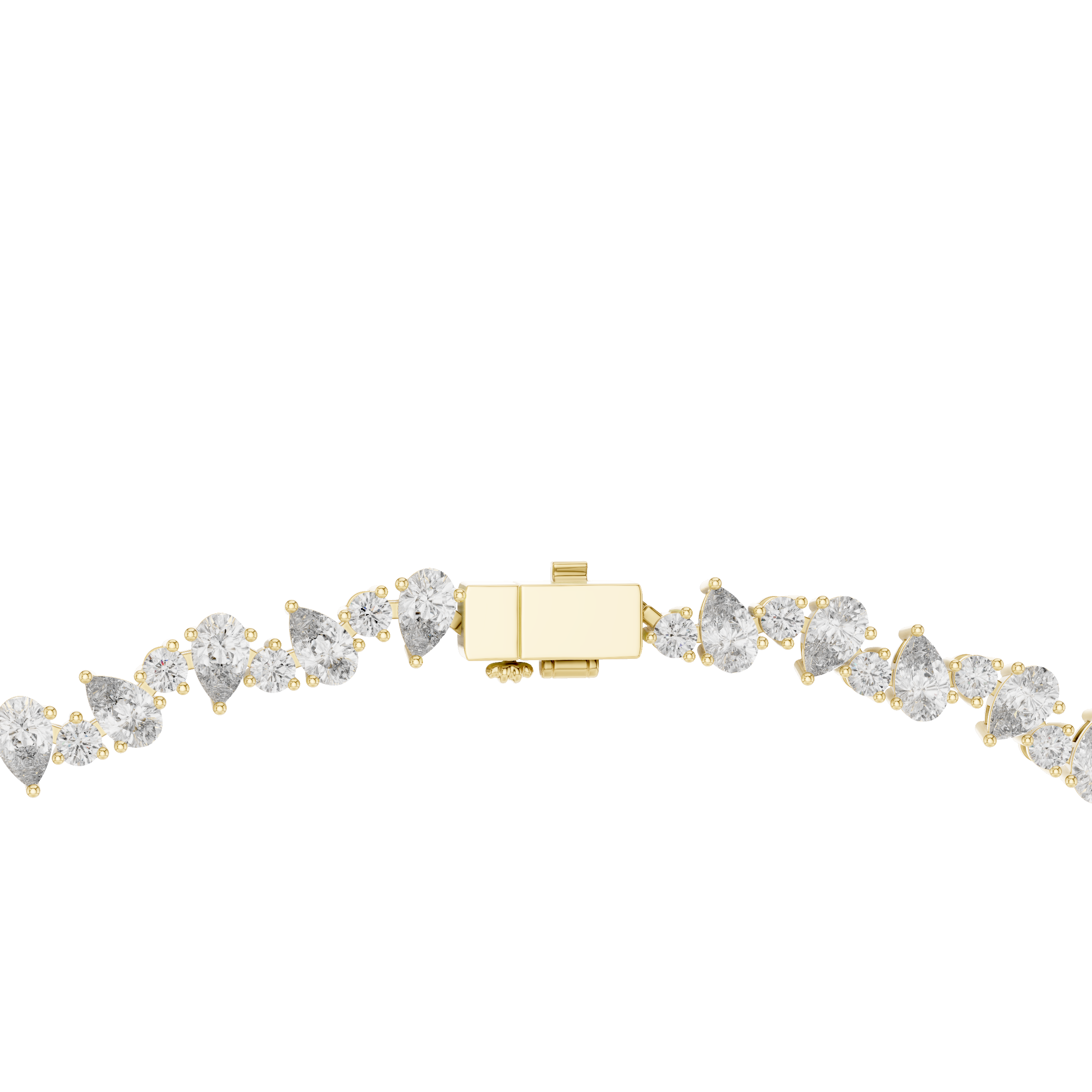 Gold bracelet with clear gemstones on a white background