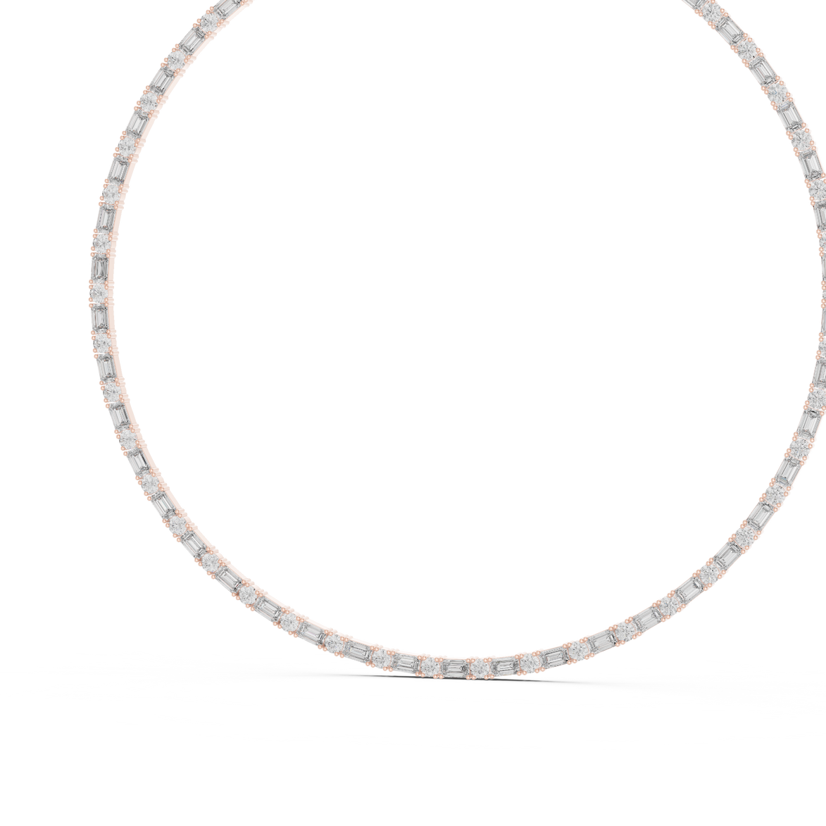 Diamond tennis necklace on a white background
