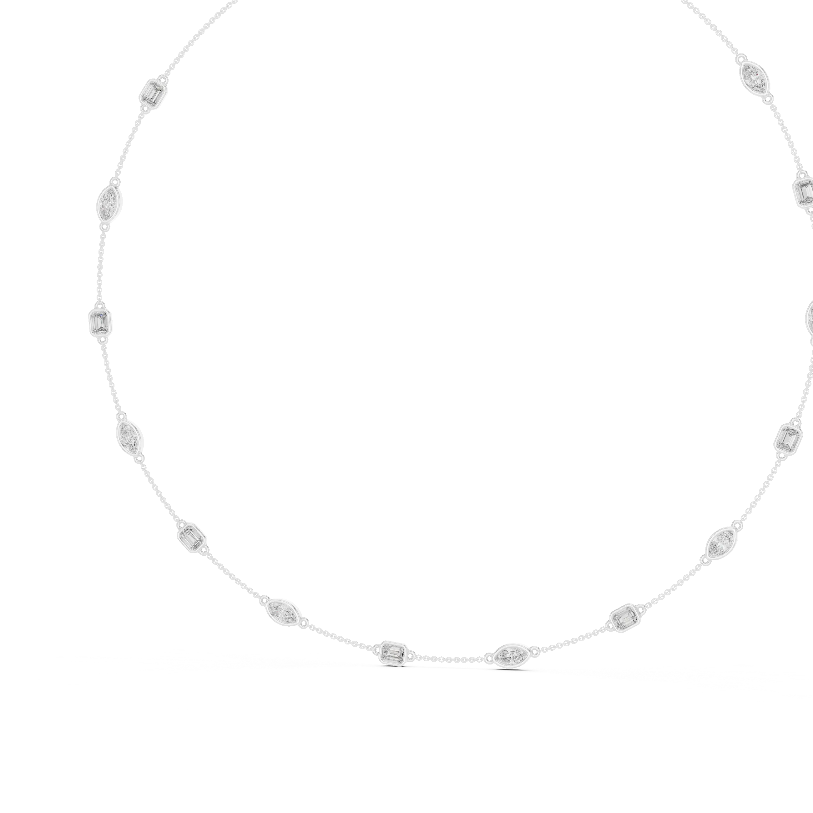 white gold necklace with small diamonds on a white background