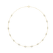 Gold necklace with small diamonds on a white background
