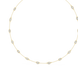 Gold necklace with small diamonds on a white background