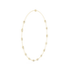 Gold necklace with small beads on a white background