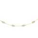 Gold necklace with diamond-like stones on a white background