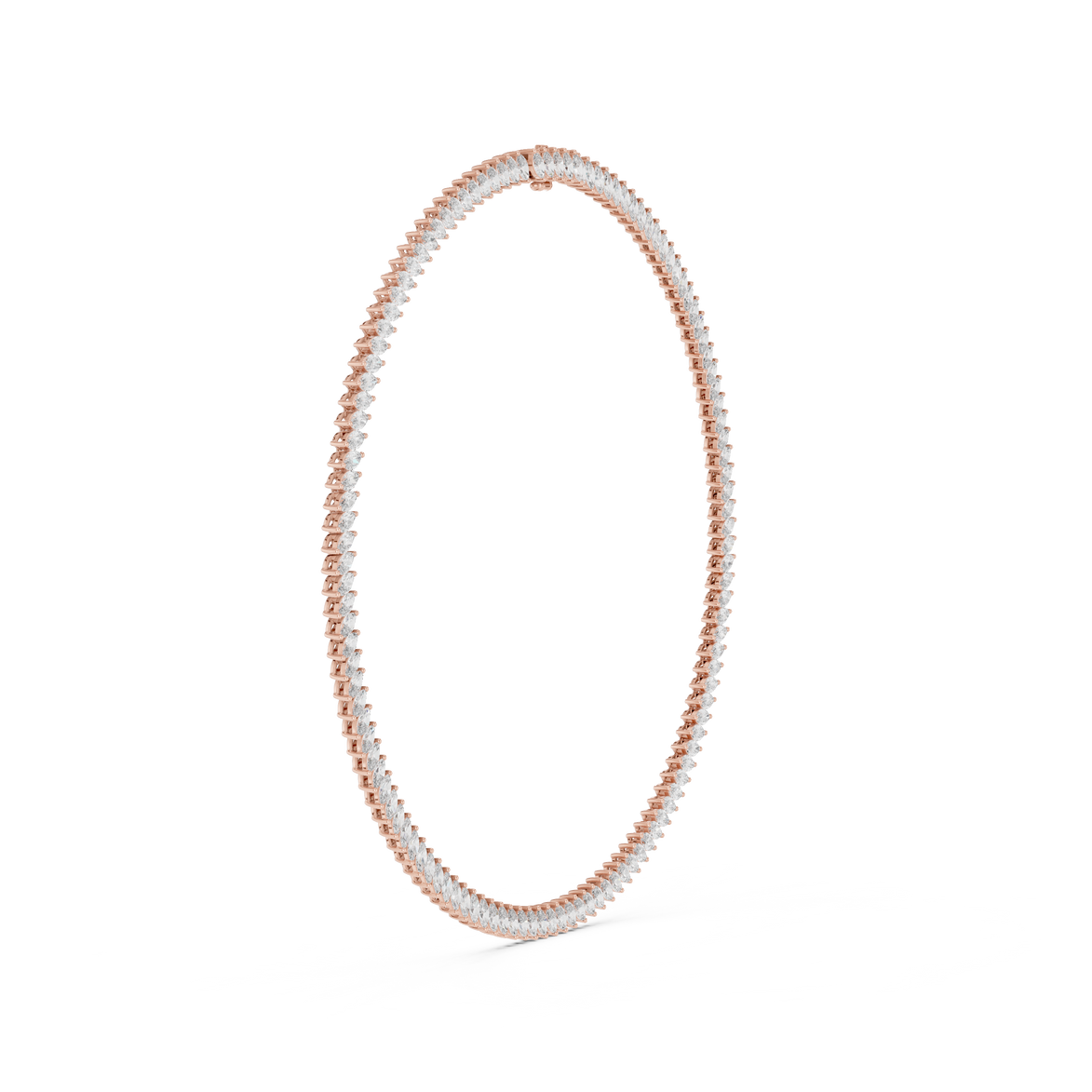 rose gold necklace on a white background