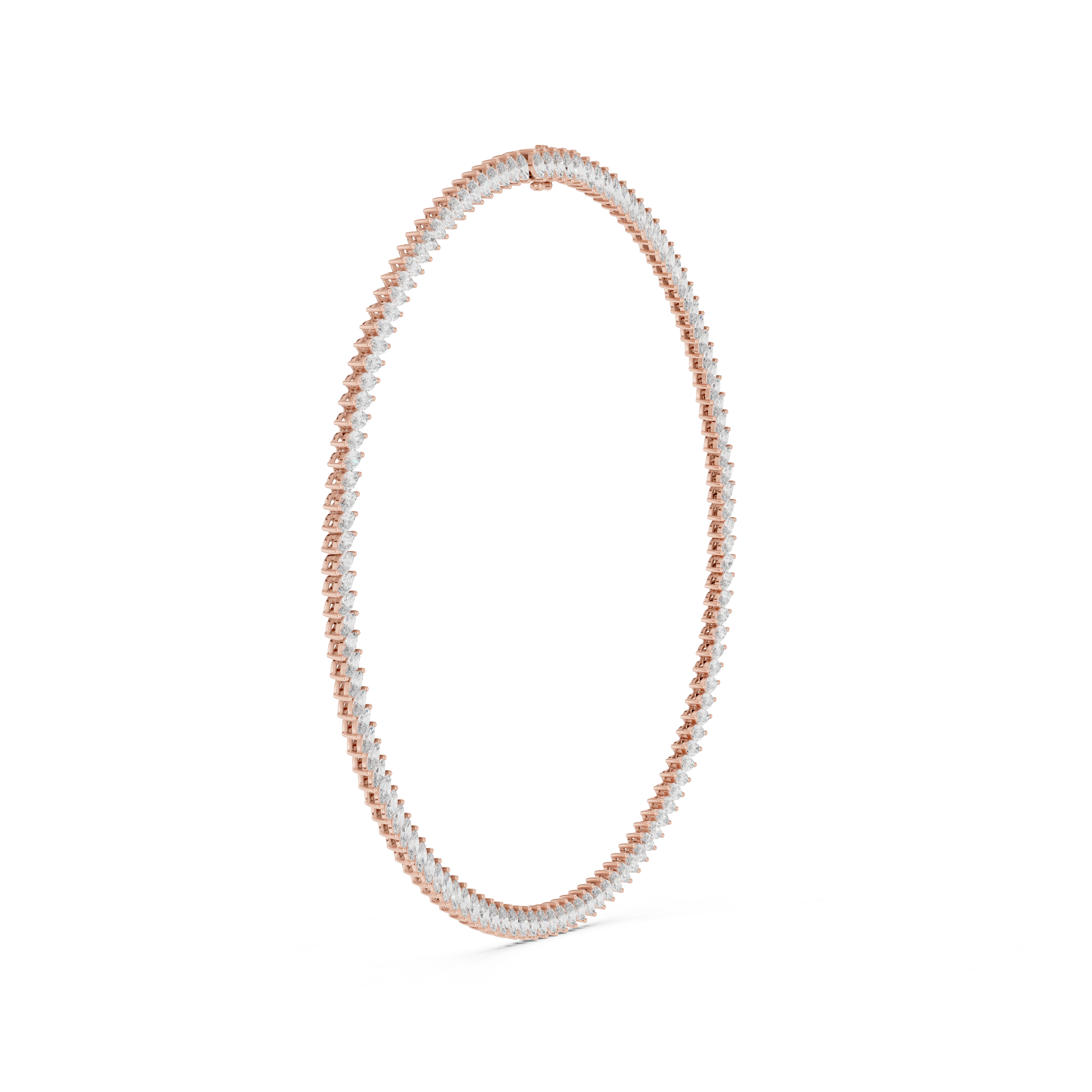 rose gold necklace on a white background