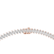 Rose gold bracelet with clear gemstones on a white background