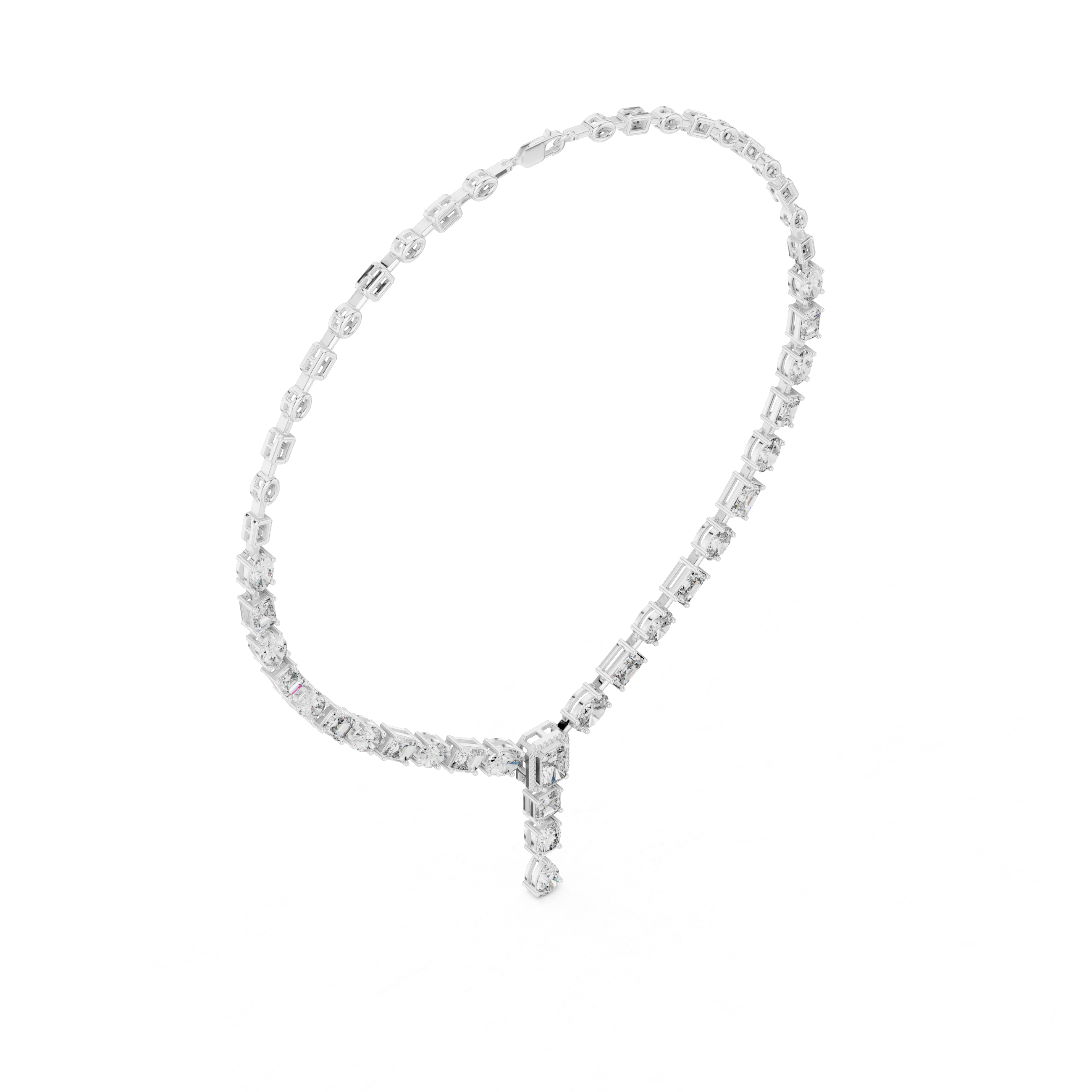 Silver necklace with a pendant on a white background