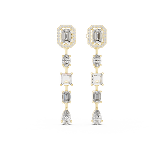 Front view of Metropolitan Luxe diamond drop earrings in yellow gold.