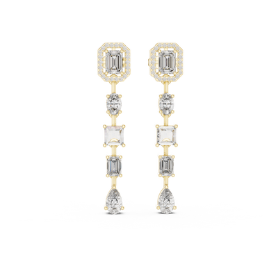 Front view of Metropolitan Luxe diamond drop earrings in yellow gold.