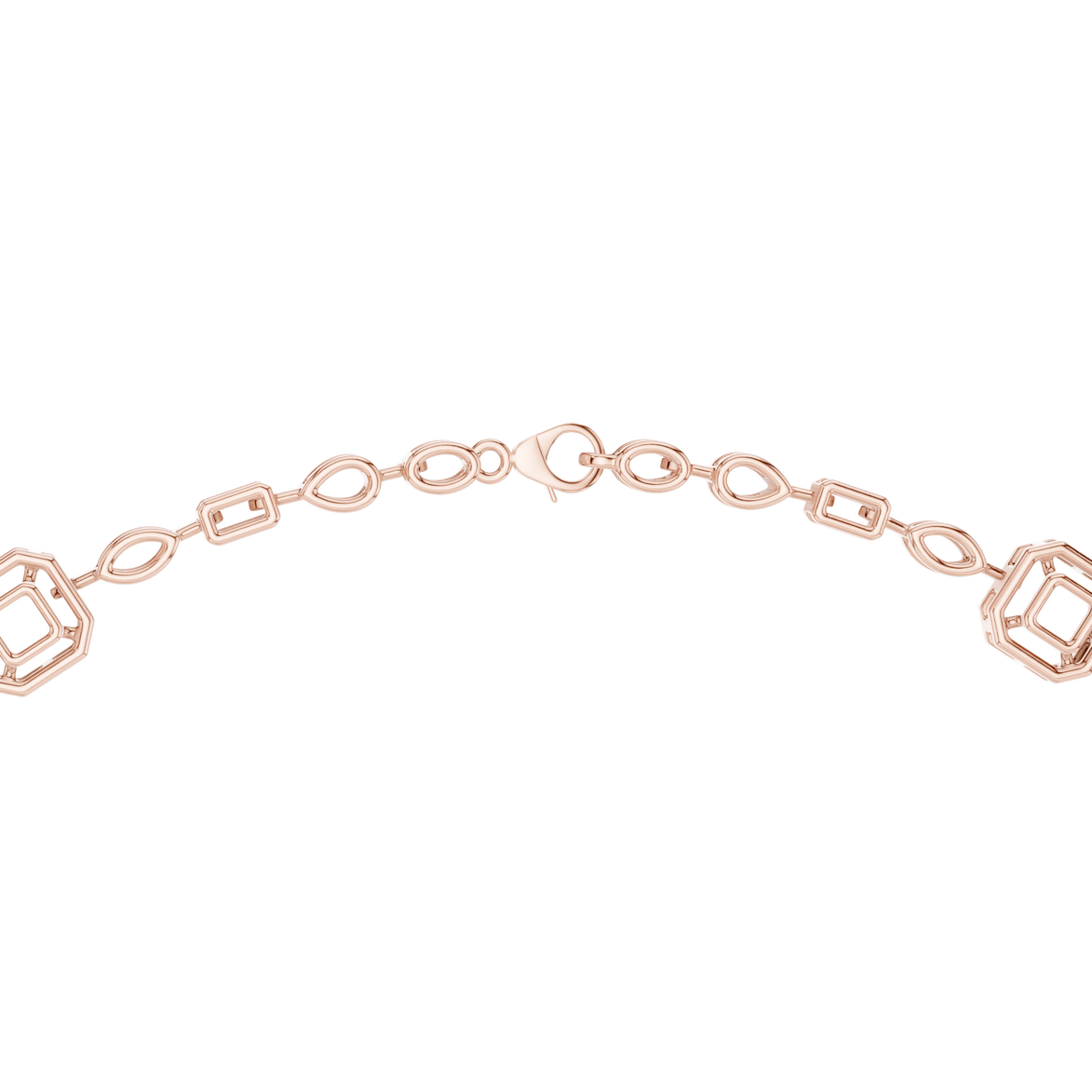 Rose gold chain bracelet on a white background