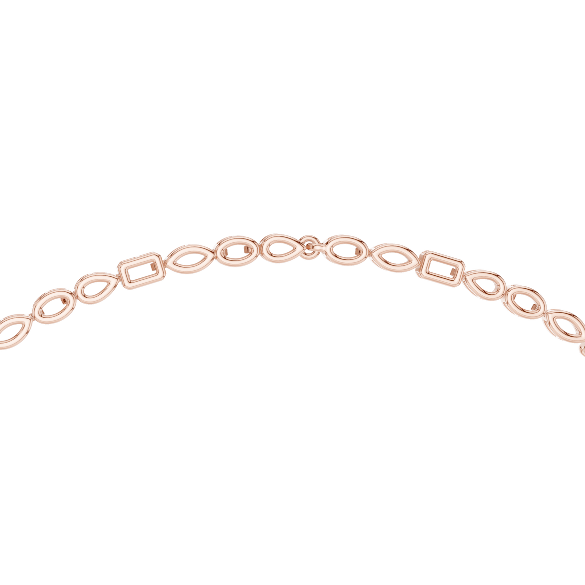 Rose gold necklace on a white background