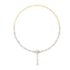 Gold necklace with a central pendant on a white background