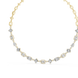 Gold necklace with diamond accents on a white background