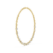 Gold necklace with clear stones on a white background