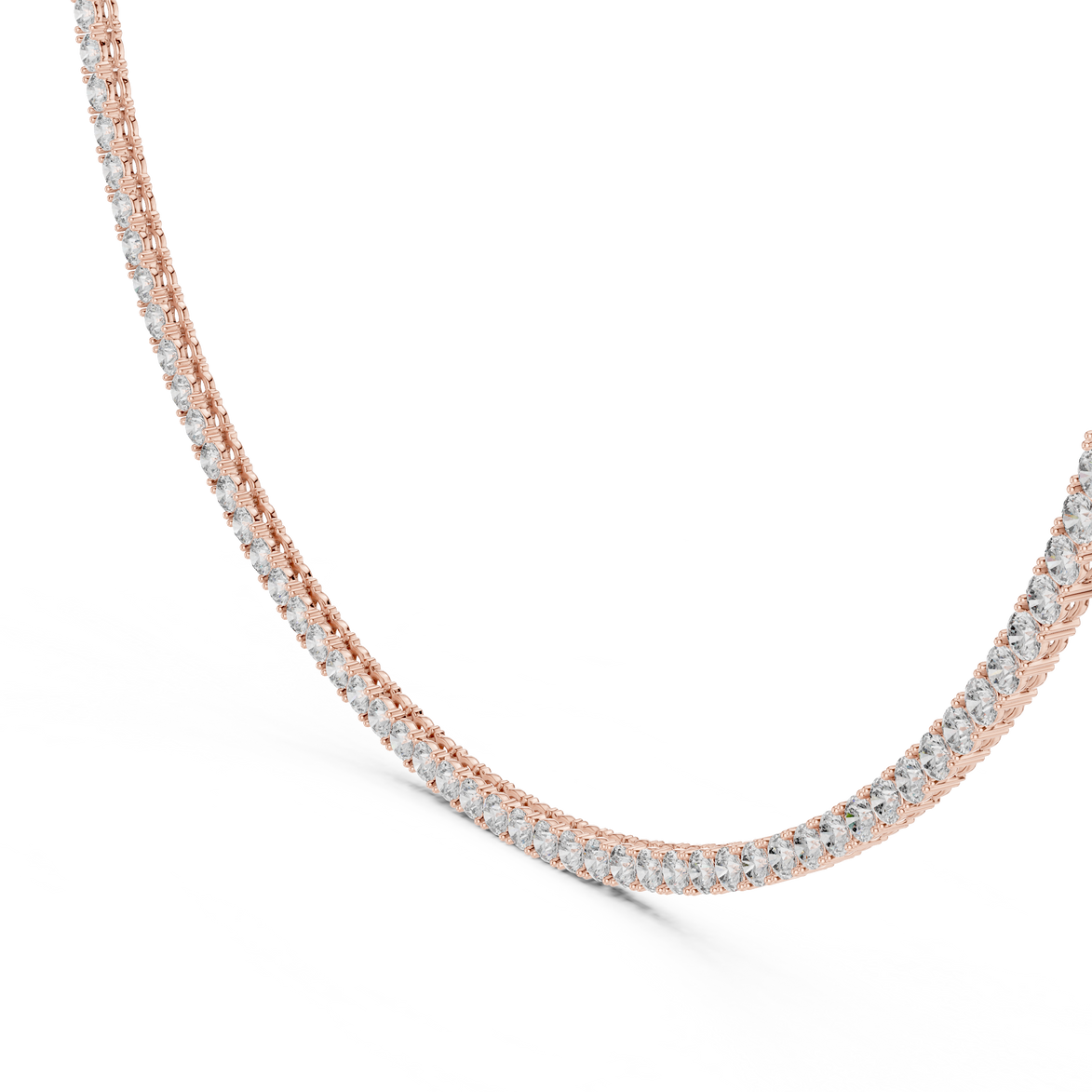 Gold necklace with diamonds on a white background