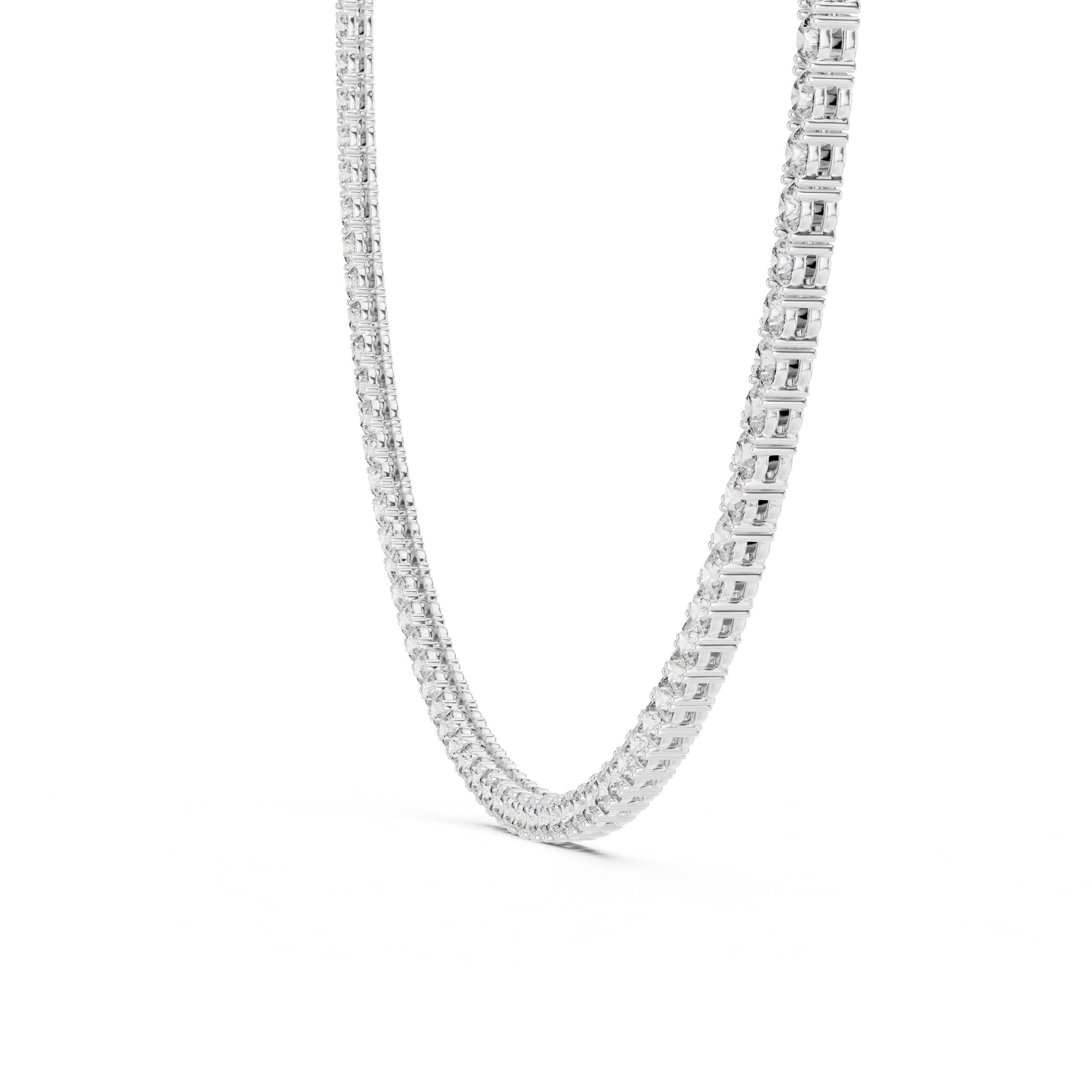 Diamond tennis necklace on a white background