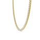 Gold chain necklace with embedded diamonds on a white background