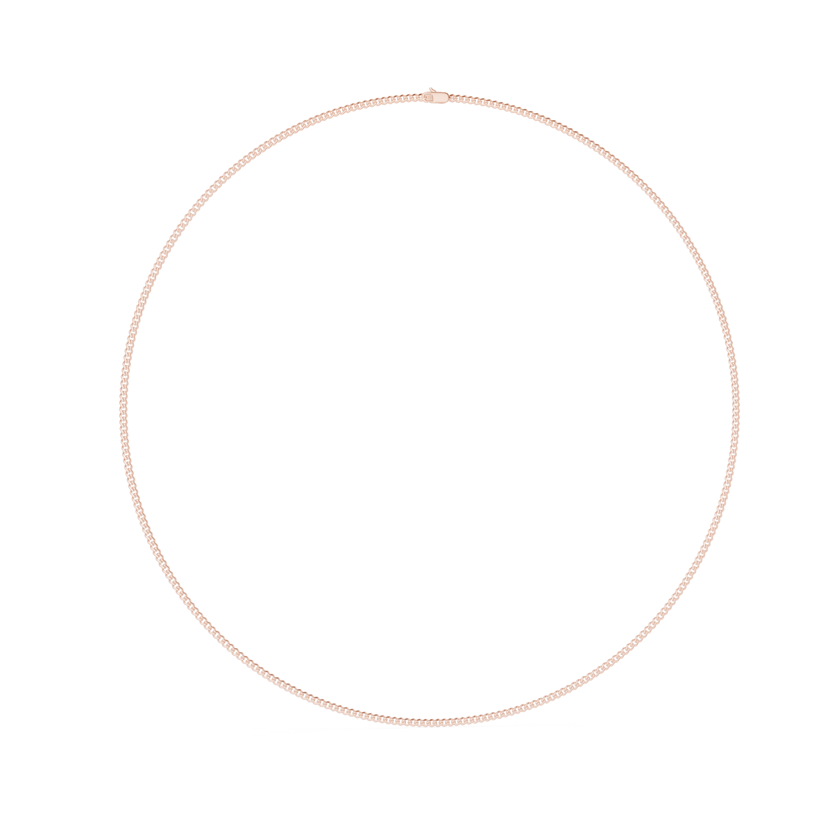 Rose gold necklace on a white background