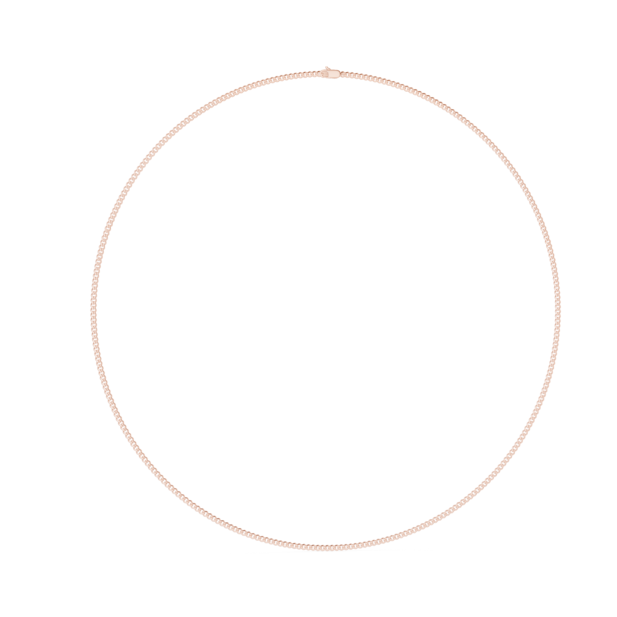 Rose gold necklace on a white background