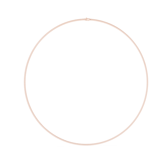 Rose gold necklace on a white background
