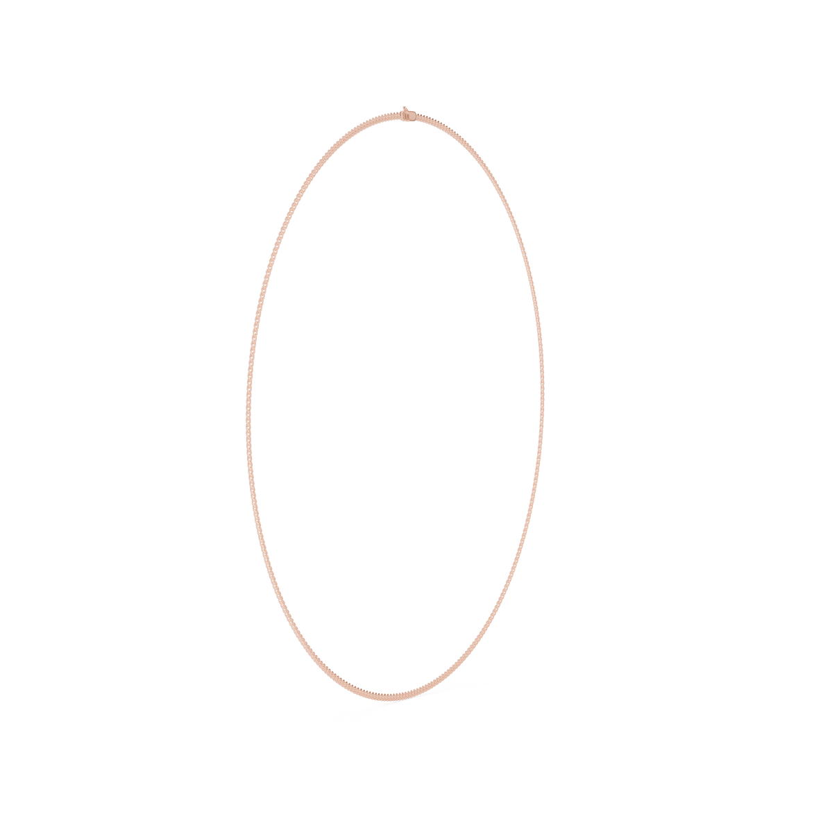 Thin gold necklace on a white background