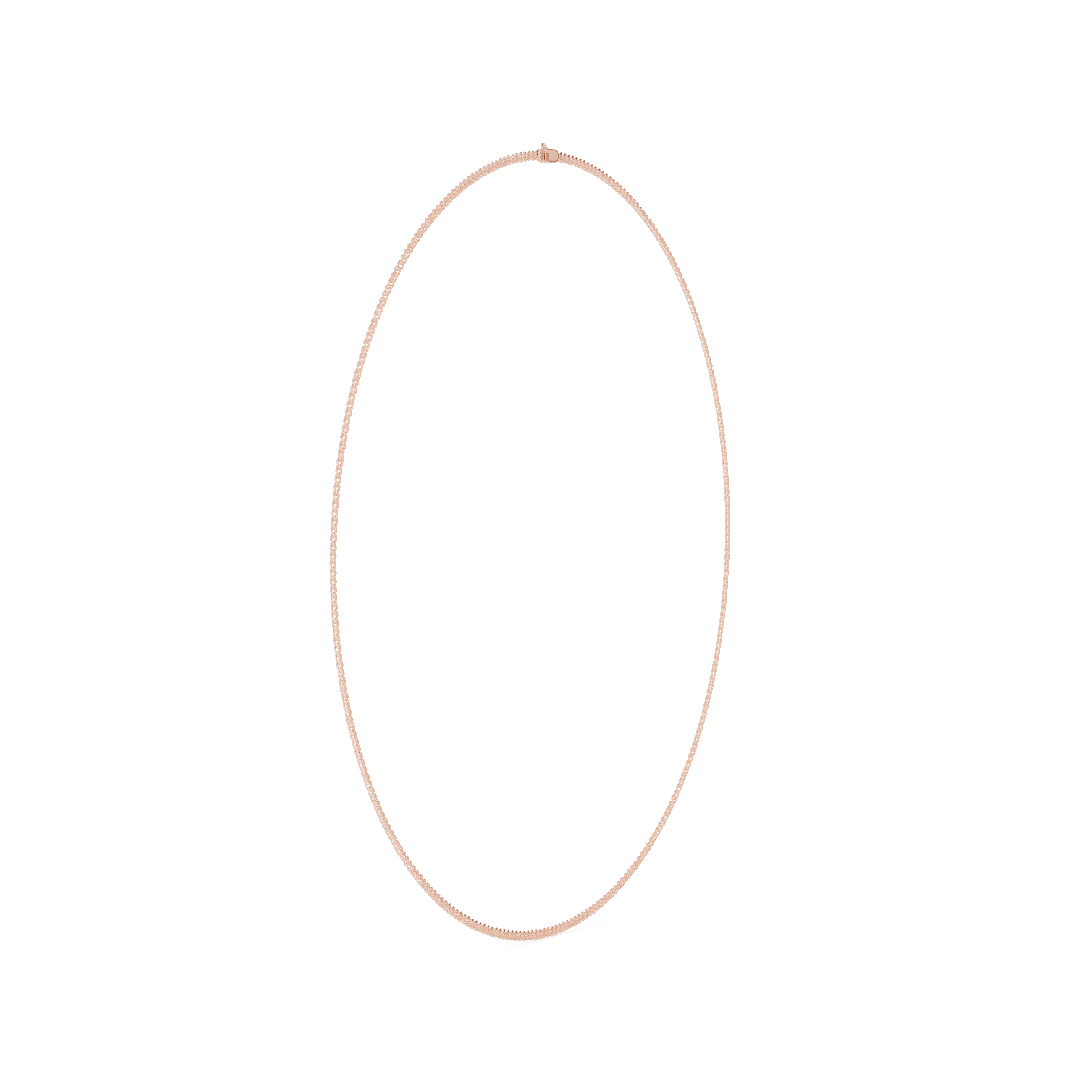 Thin gold necklace on a white background