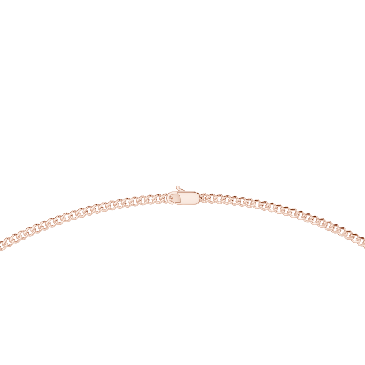 Rose gold necklace on a white background