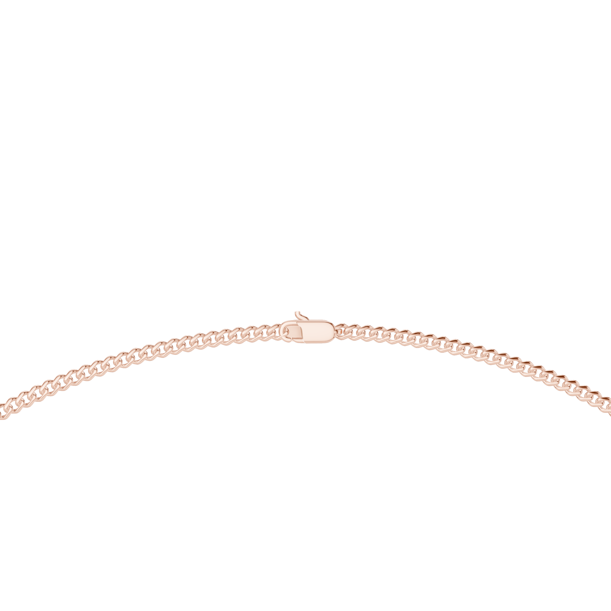 Rose gold necklace on a white background