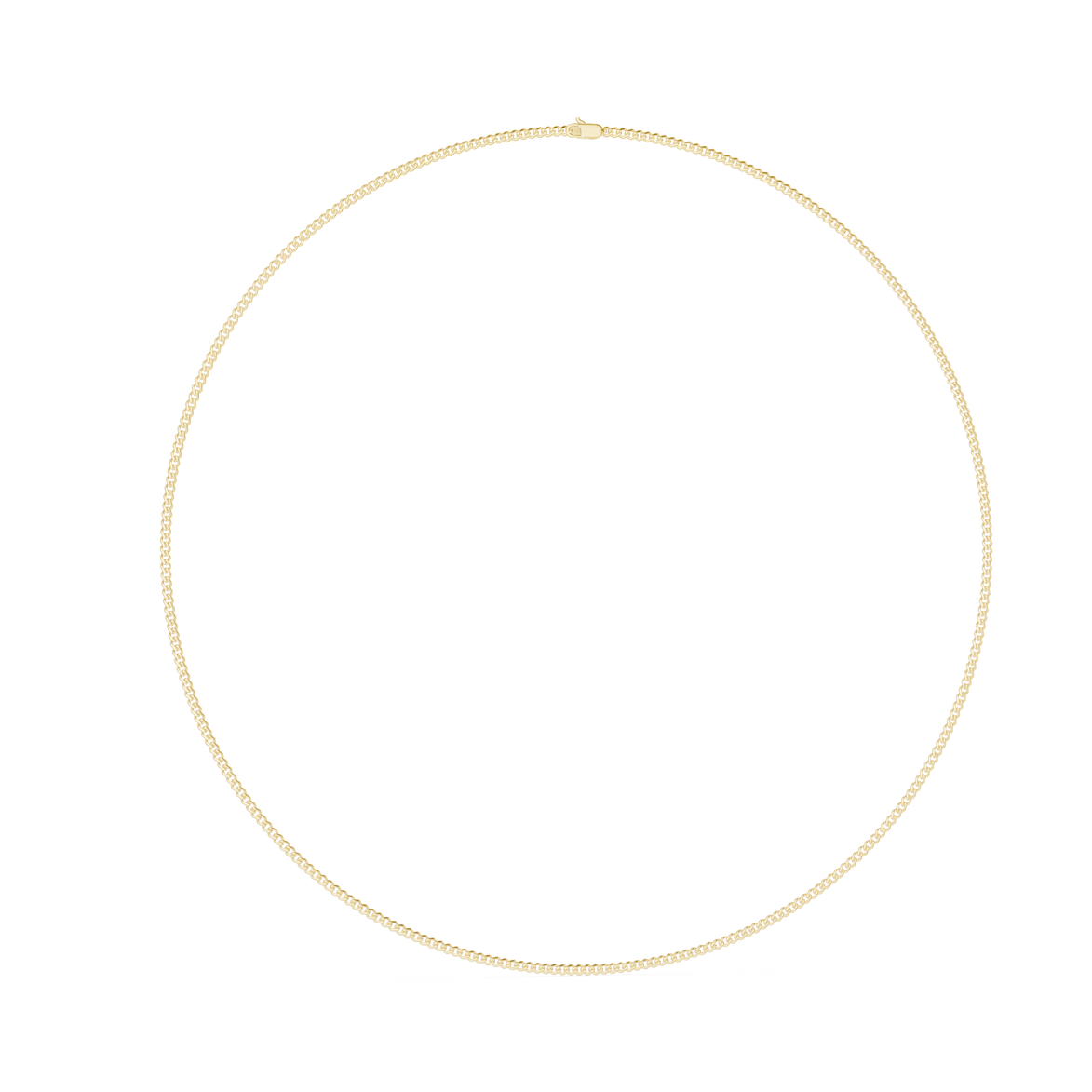 Gold necklace on a white background