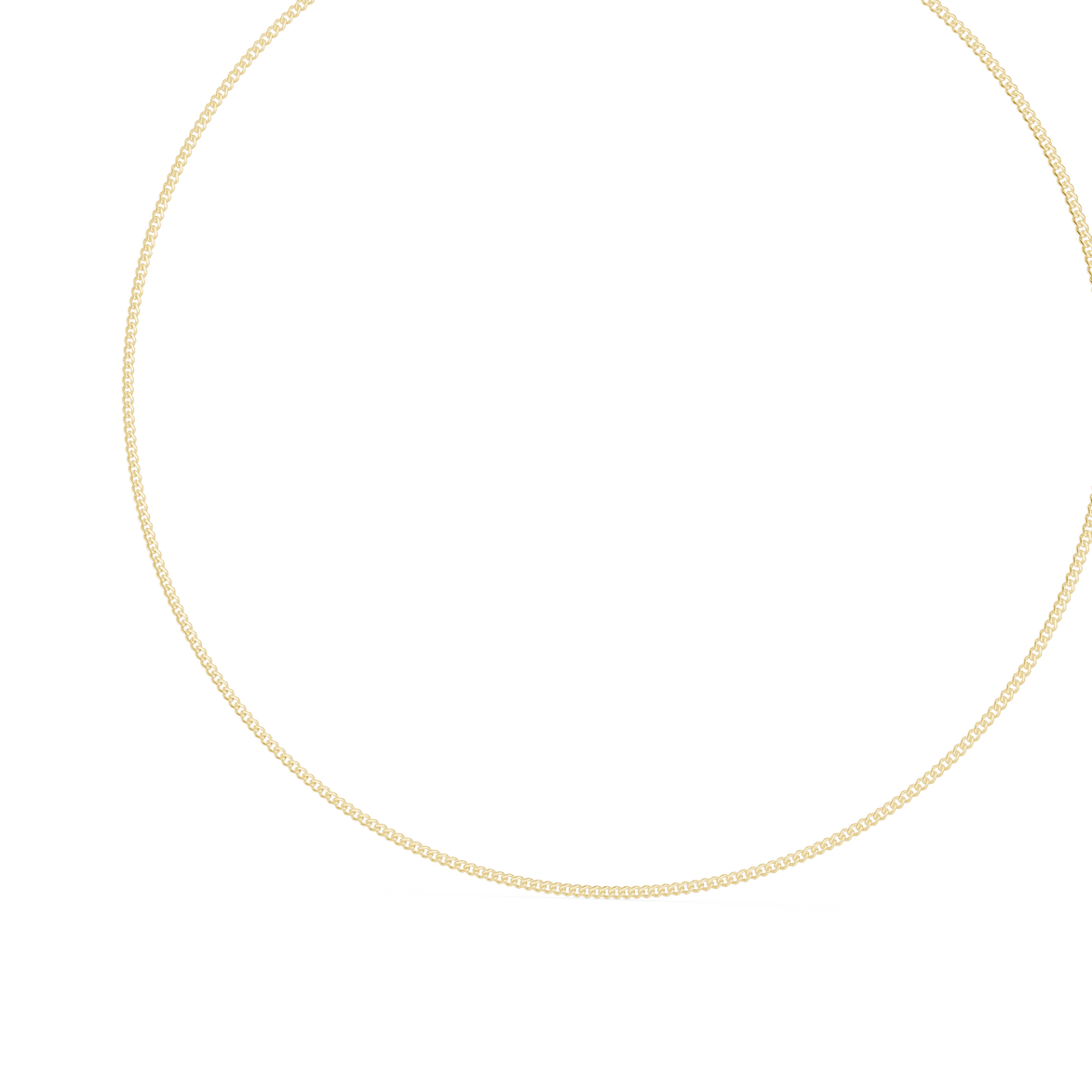 Gold chain necklace on a white background