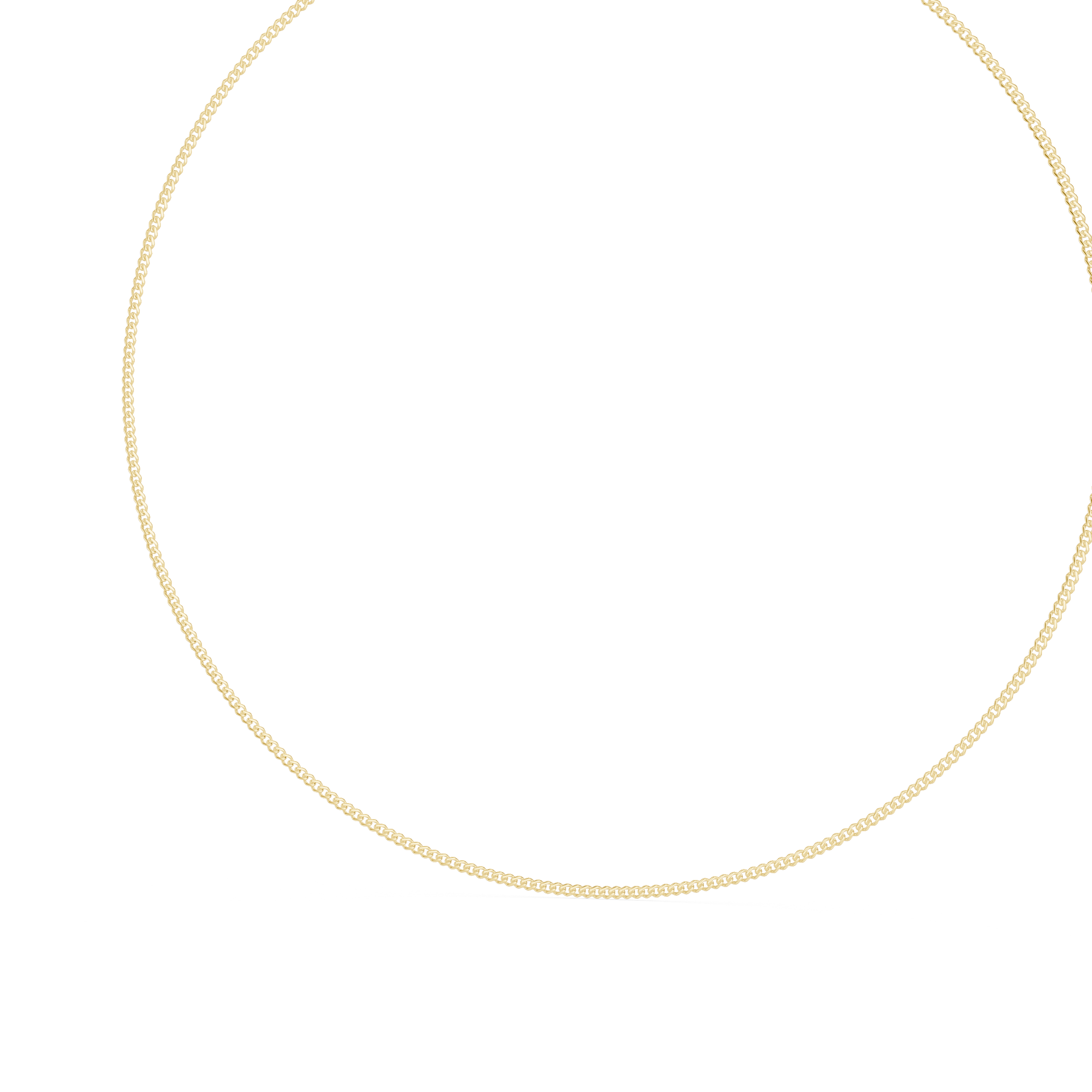 Gold chain necklace on a white background