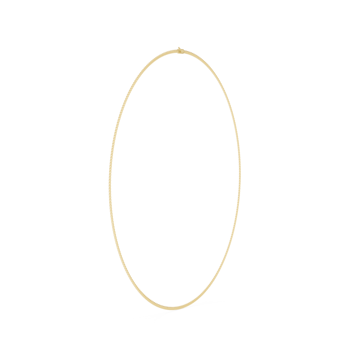 Gold necklace on a white background