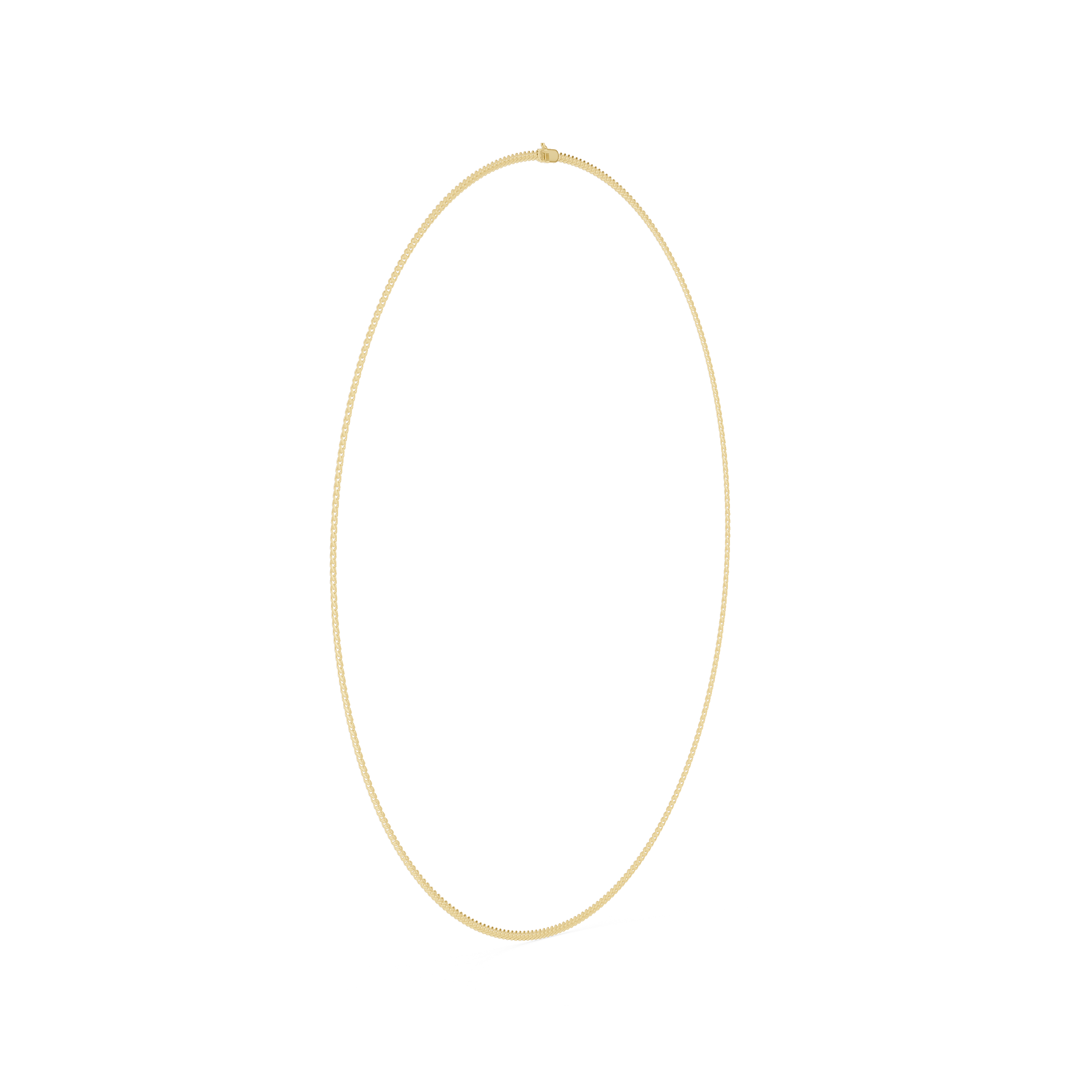 Gold necklace on a white background