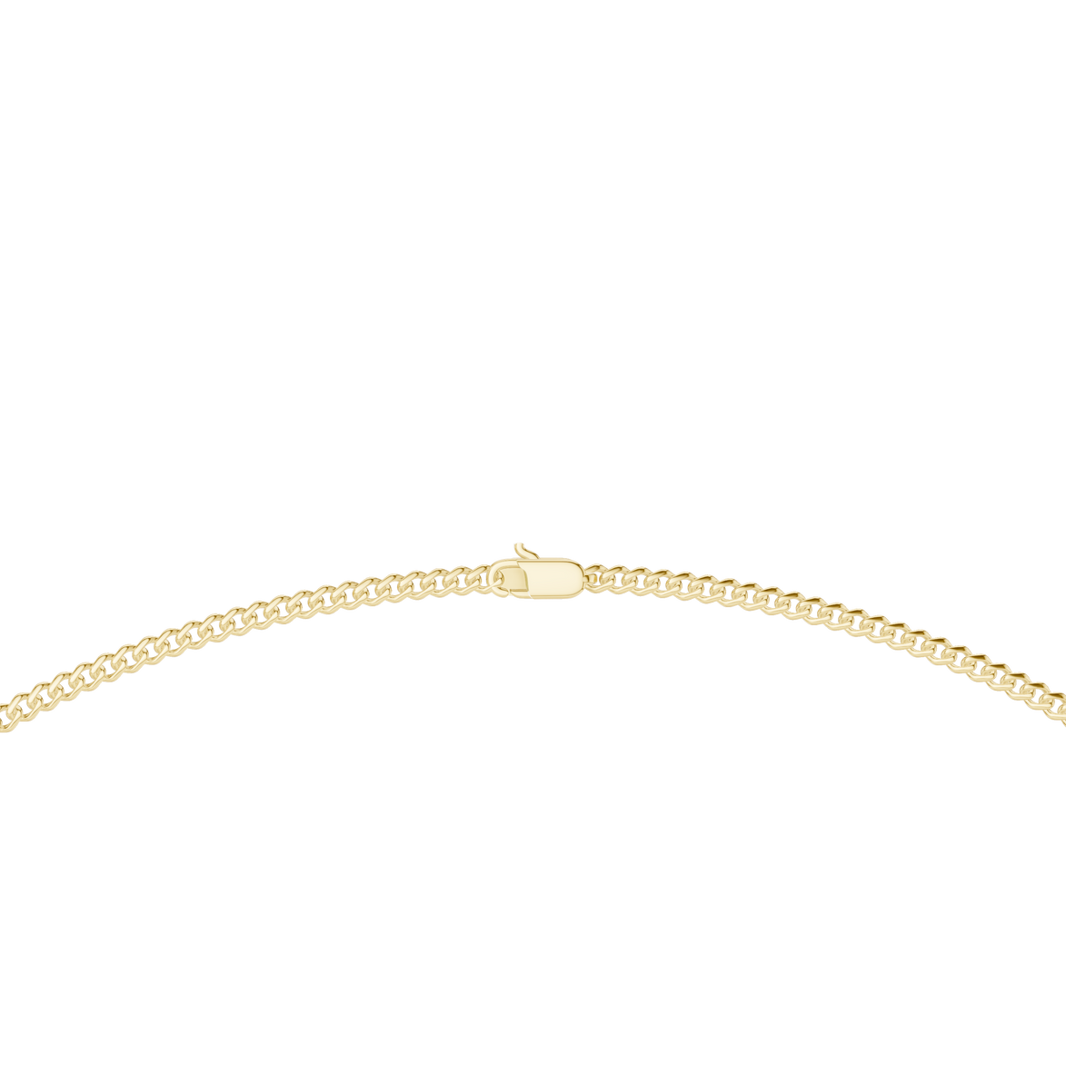 Gold necklace on a white background