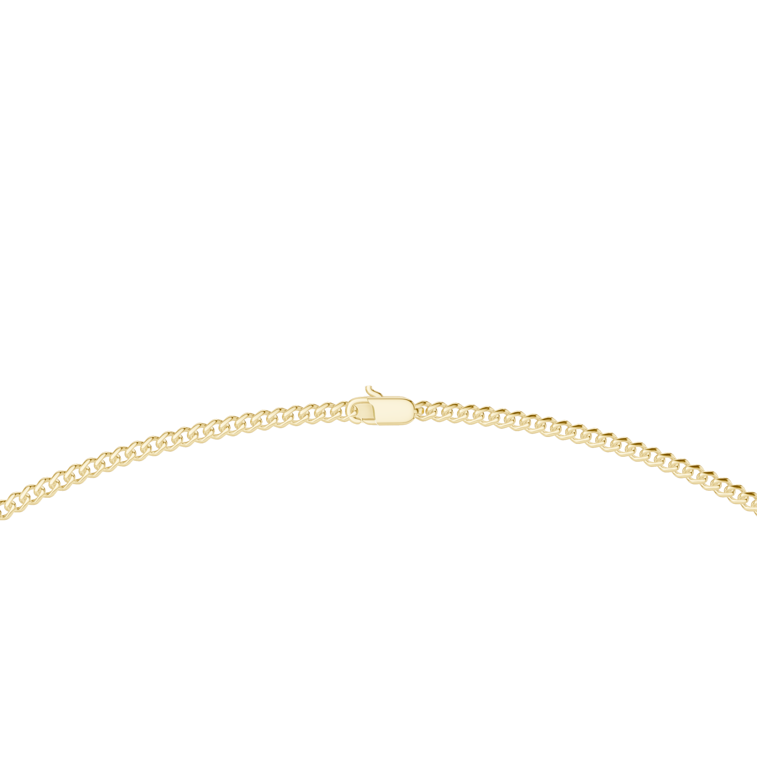 Gold necklace on a white background