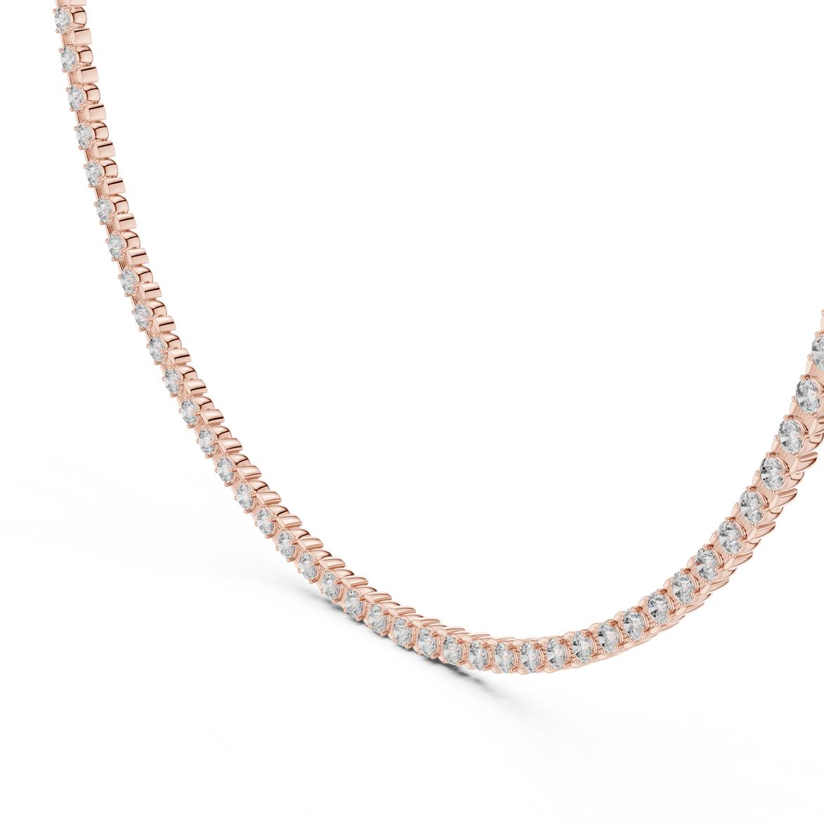 Gold necklace with diamonds on a white background