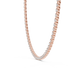 Rose gold necklace with diamonds on a white background