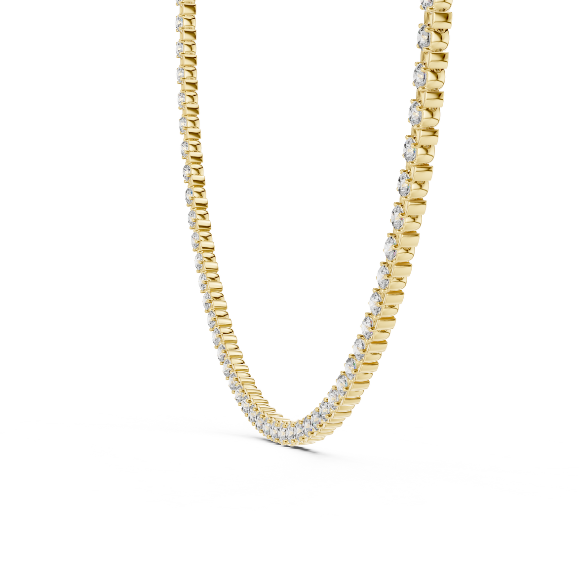 Gold chain necklace with diamond accents on a white background