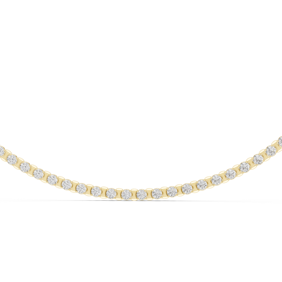 Gold necklace with diamonds on a white background