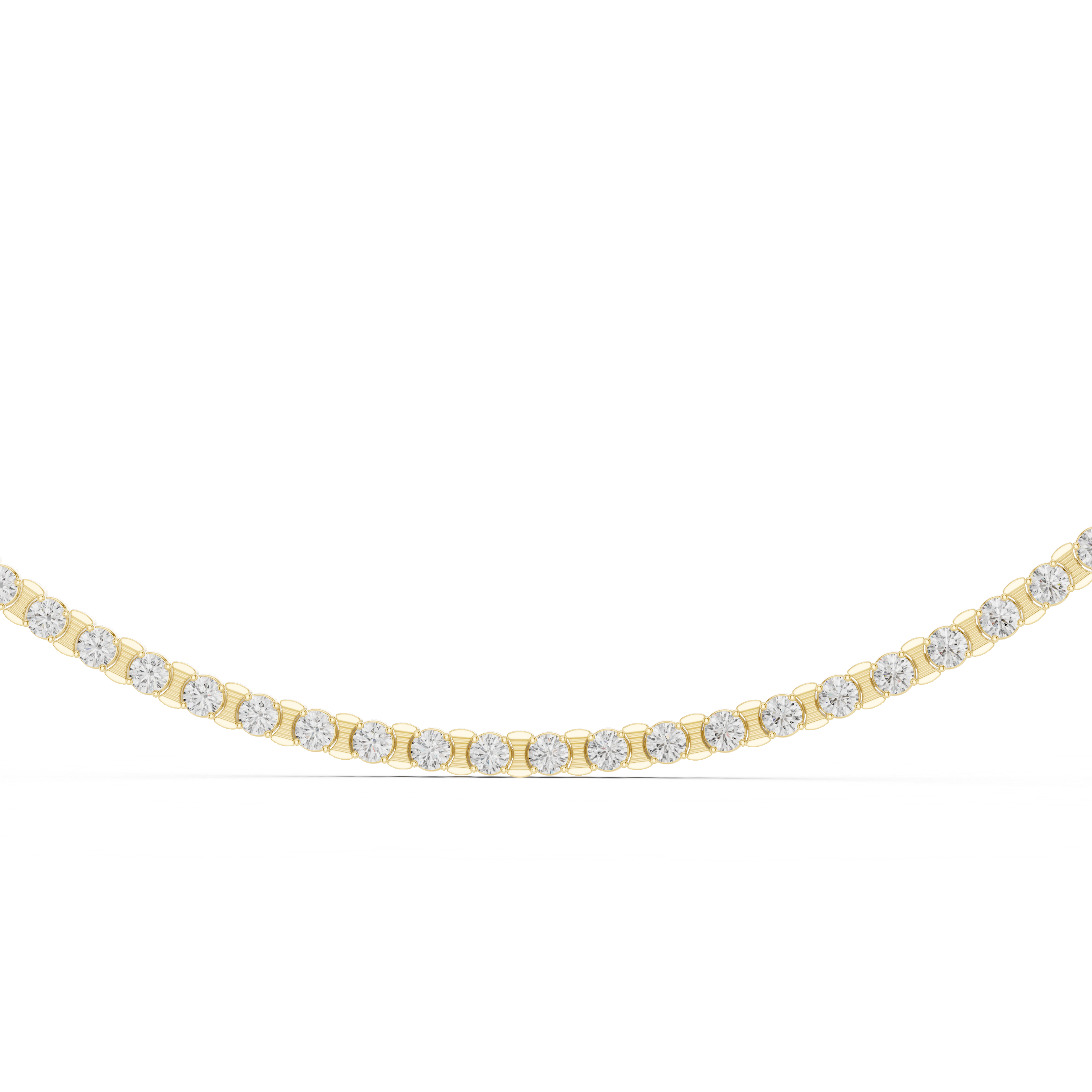 Gold necklace with diamonds on a white background