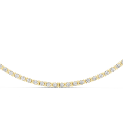Gold necklace with diamonds on a white background