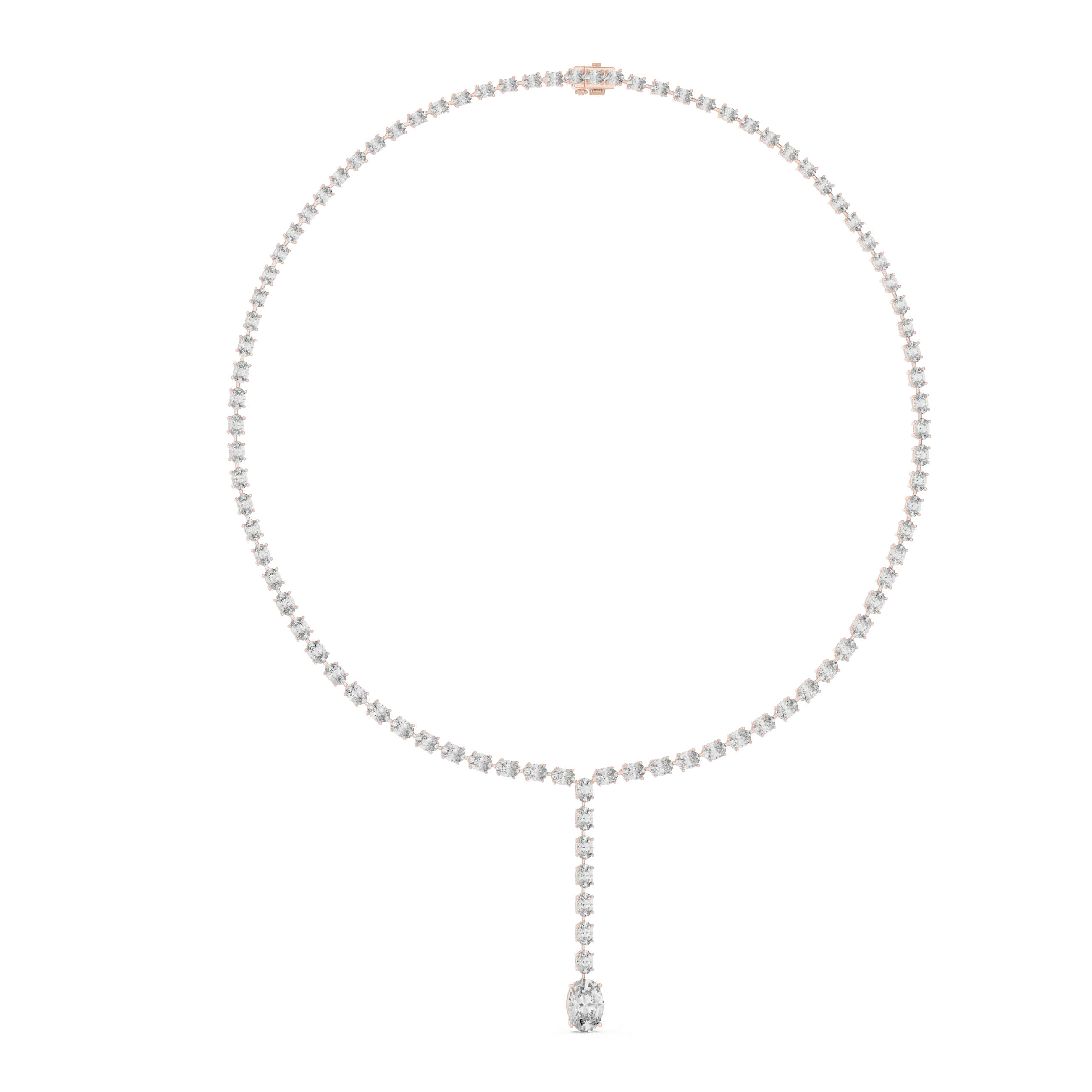 Pearl necklace with a diamond pendant on a white background