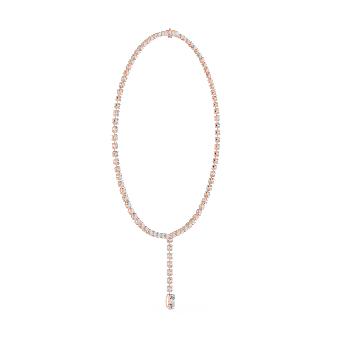 Gold necklace with a pendant on a white background
