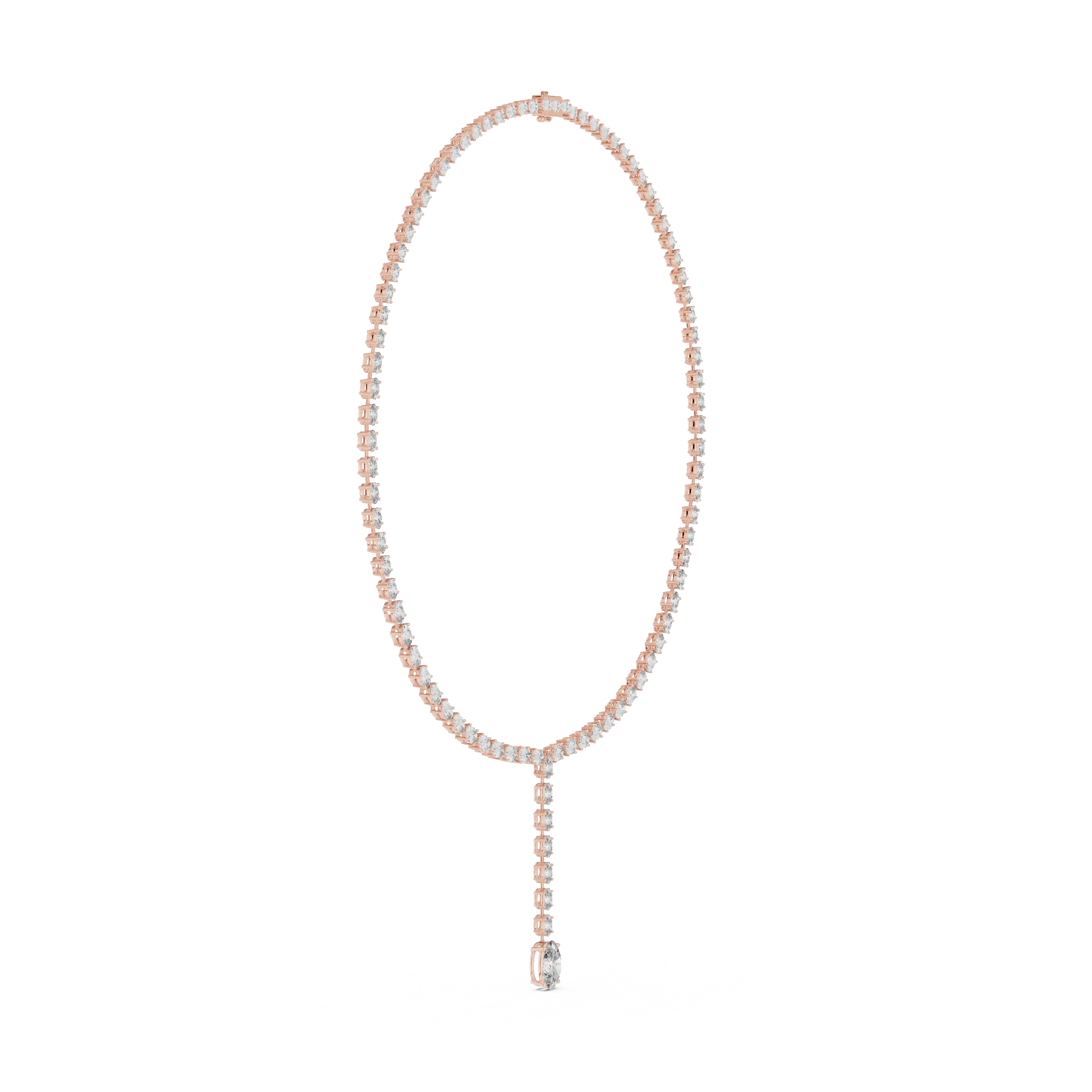 Gold necklace with a pendant on a white background